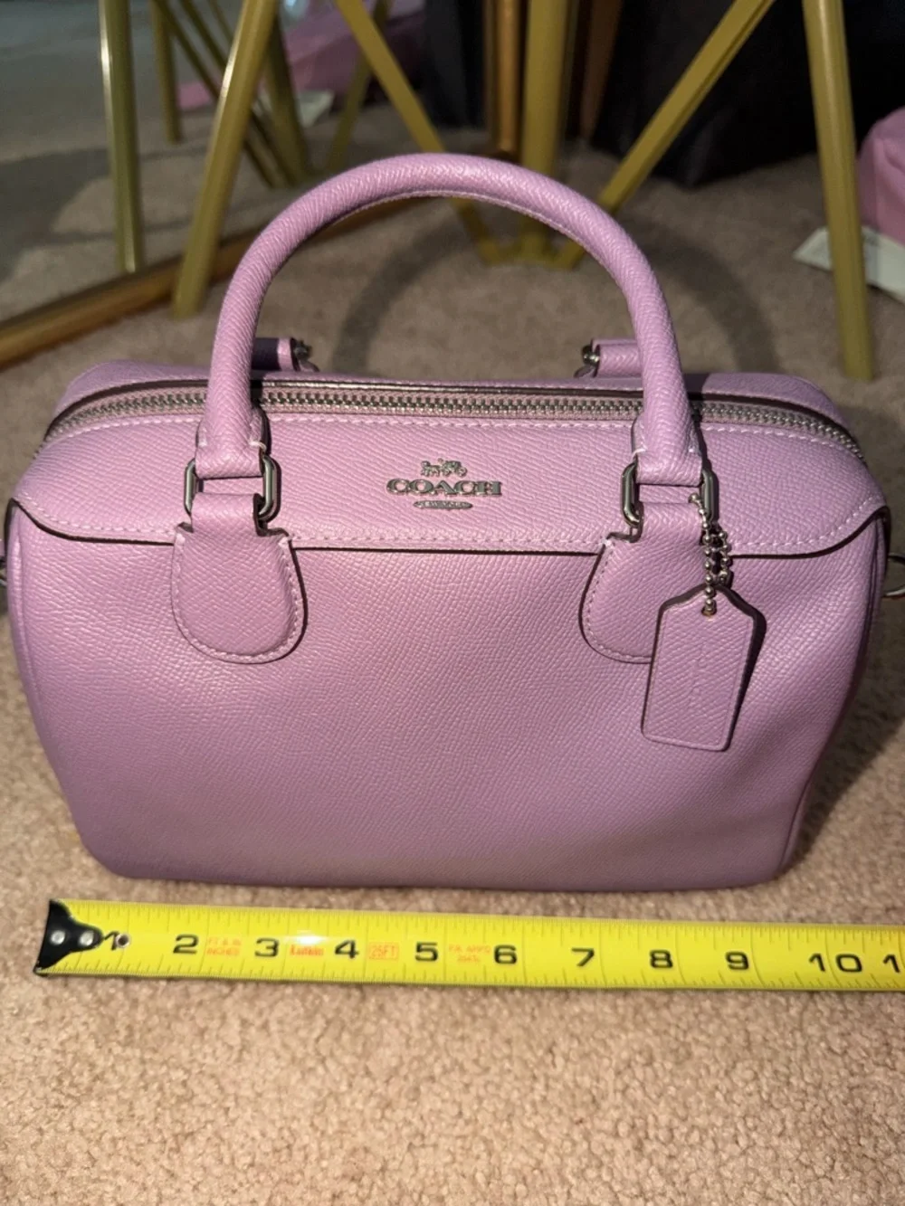 Coach Mini Bennett Satchel Lavender Crossbody Bag Lilac Leather Top Handle Purse - Picture 11 of 14